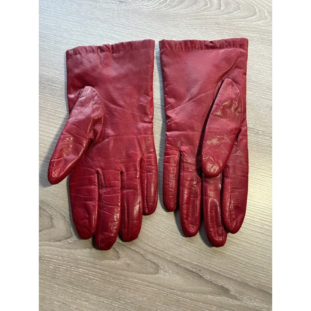Red Genuine Leather Thinsulate Lined Winter‎ Gloves Women Size 8 Cold Weather